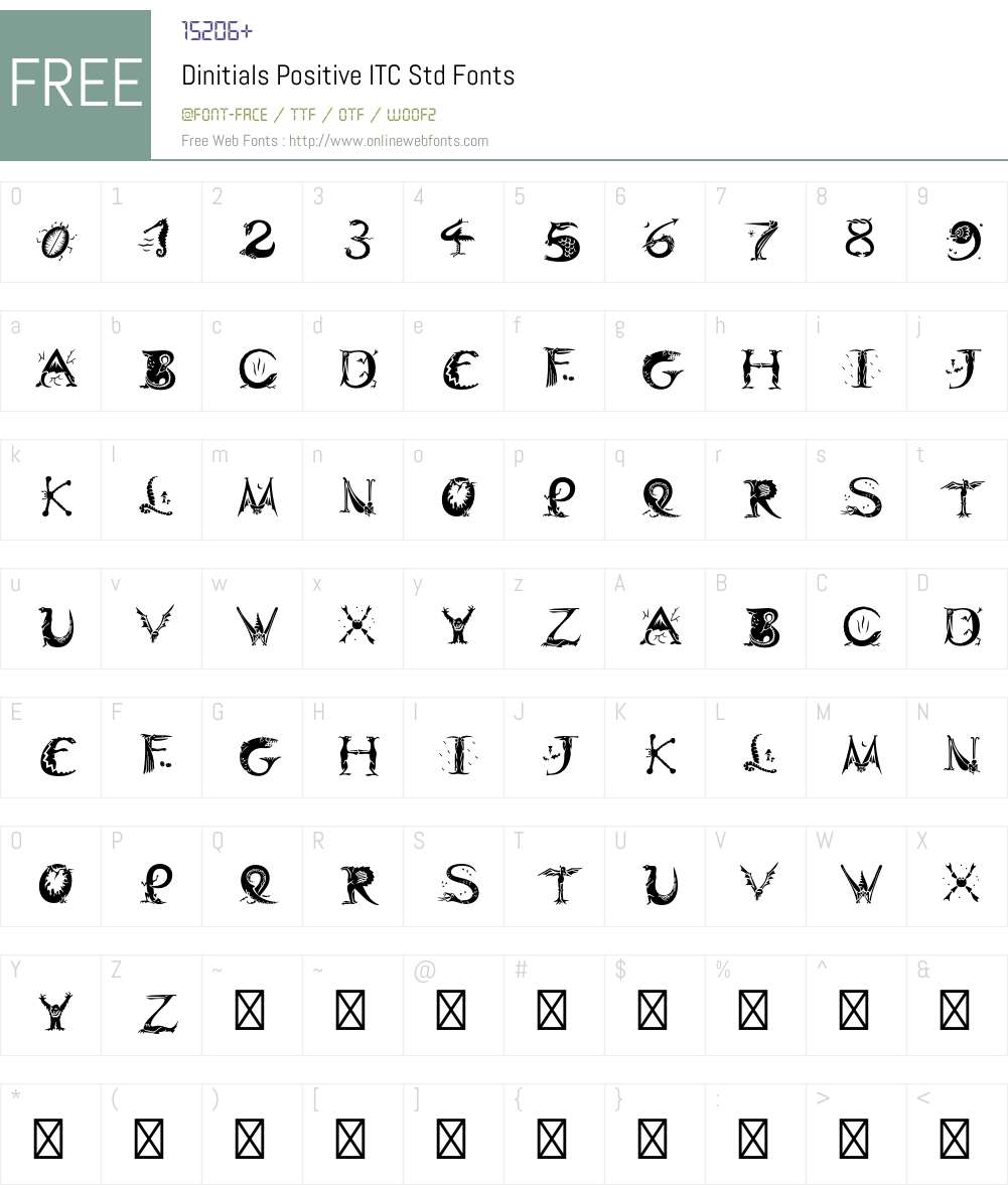 Dinitials Positive ITC Std Font Screenshots