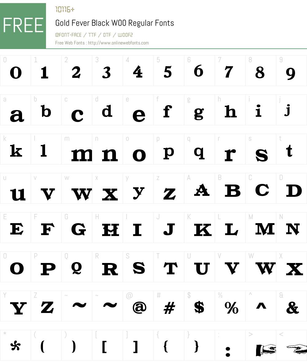 GoldFeverBlackW00-Regular Font Screenshots