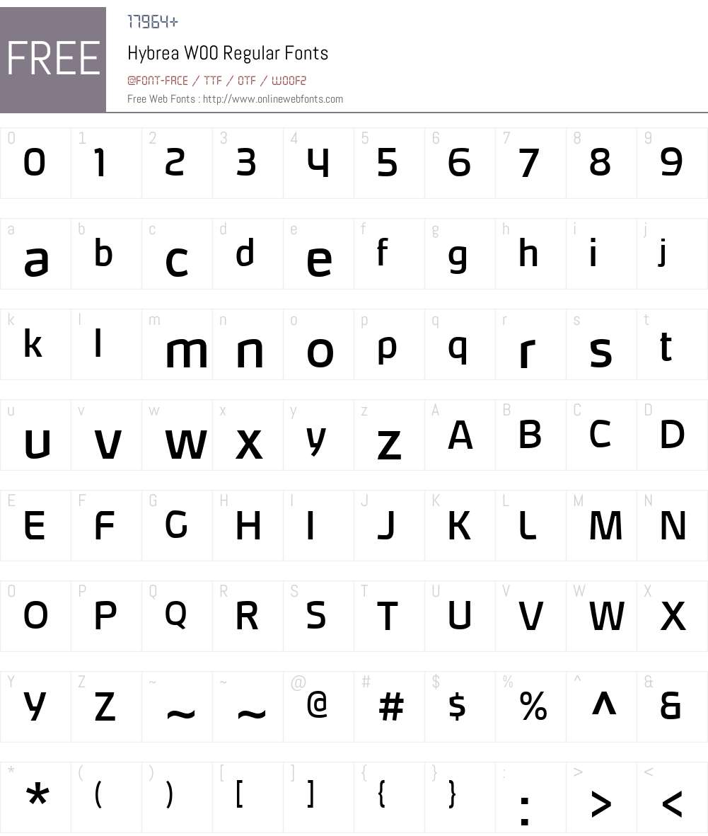 HybreaW00-Regular Font Screenshots