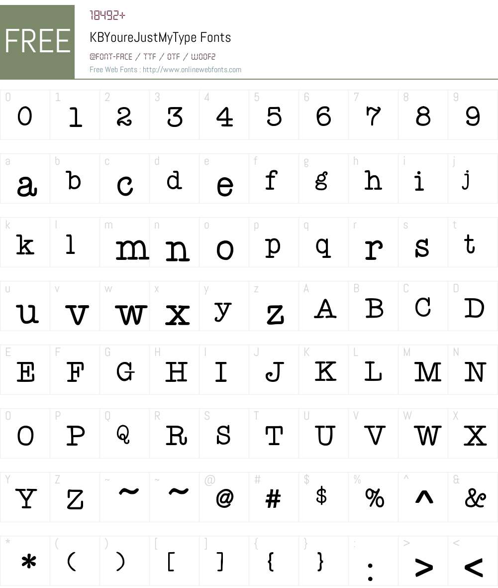 KBYoureJustMyType Font Screenshots