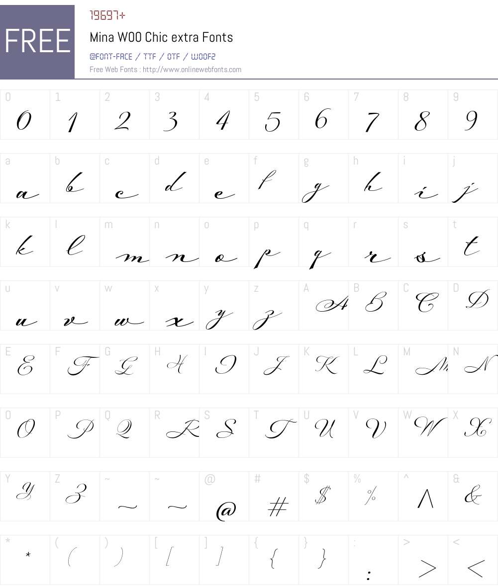 MinaW00-Chicextra Font Screenshots