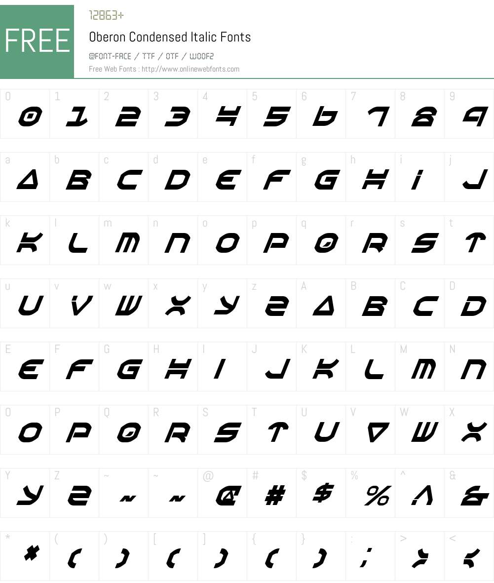 Oberon Condensed Italic Font Screenshots