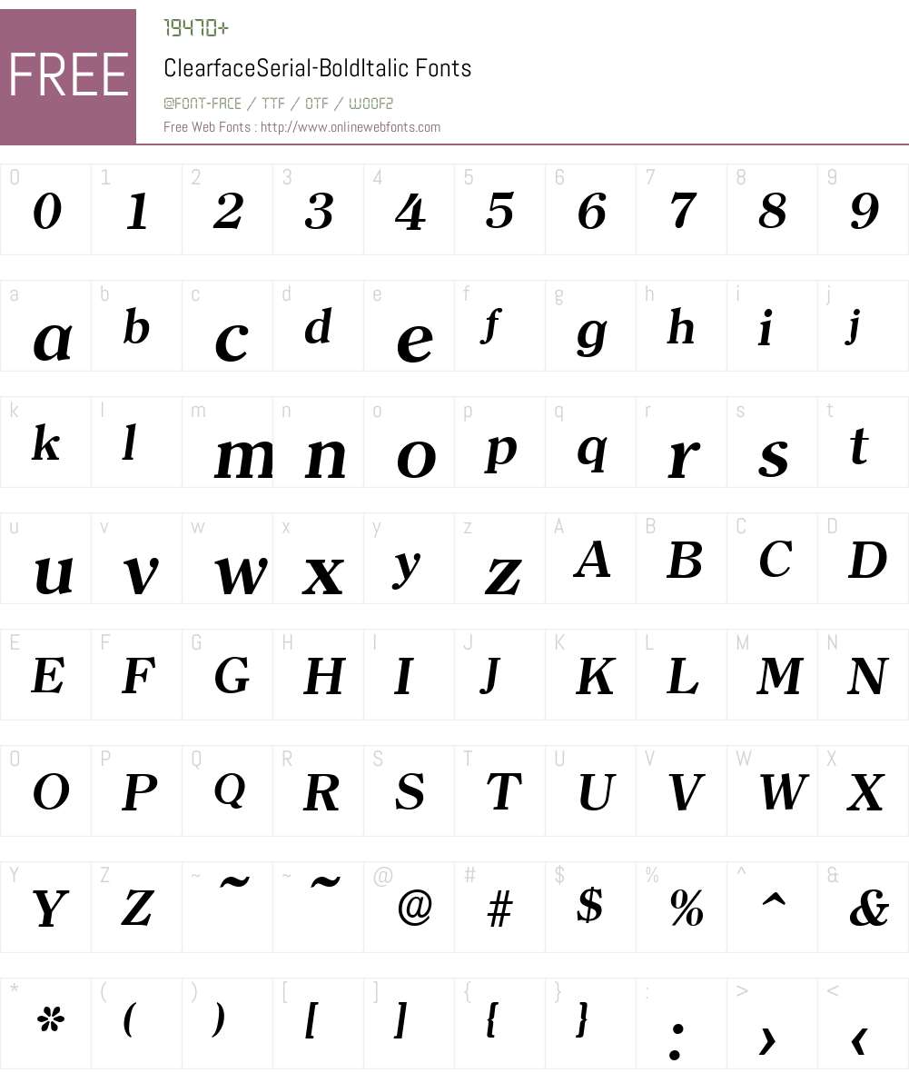 ClearfaceSerial Font Screenshots