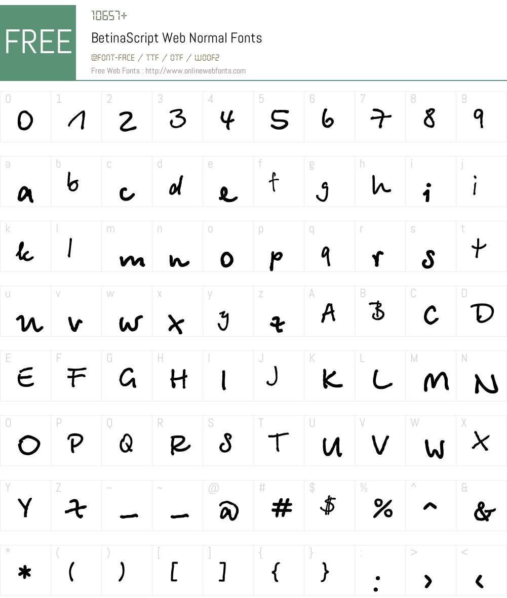 BetinaScript Web Normal Font Screenshots