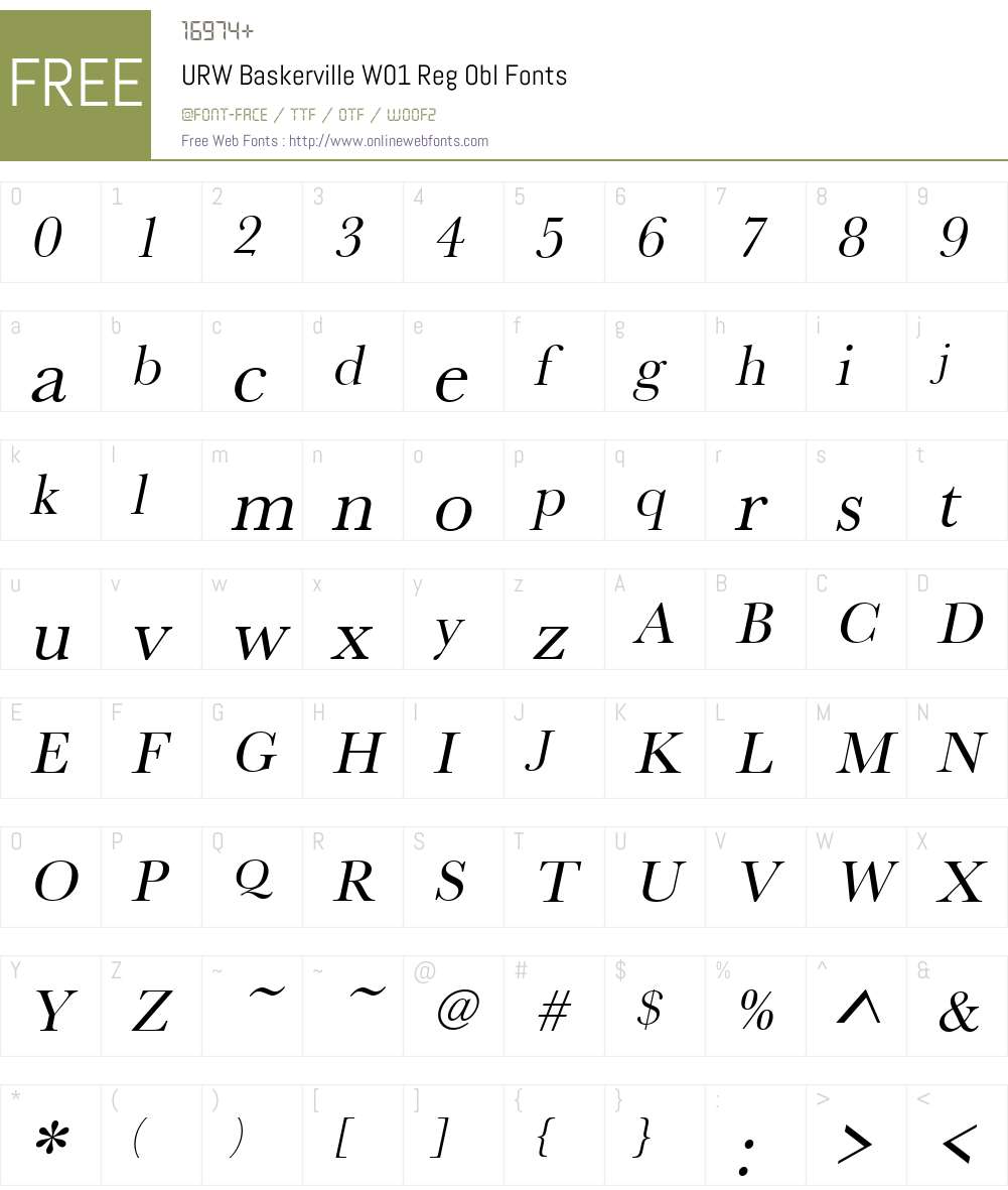 URWBaskervilleW01-RegObl Font Screenshots