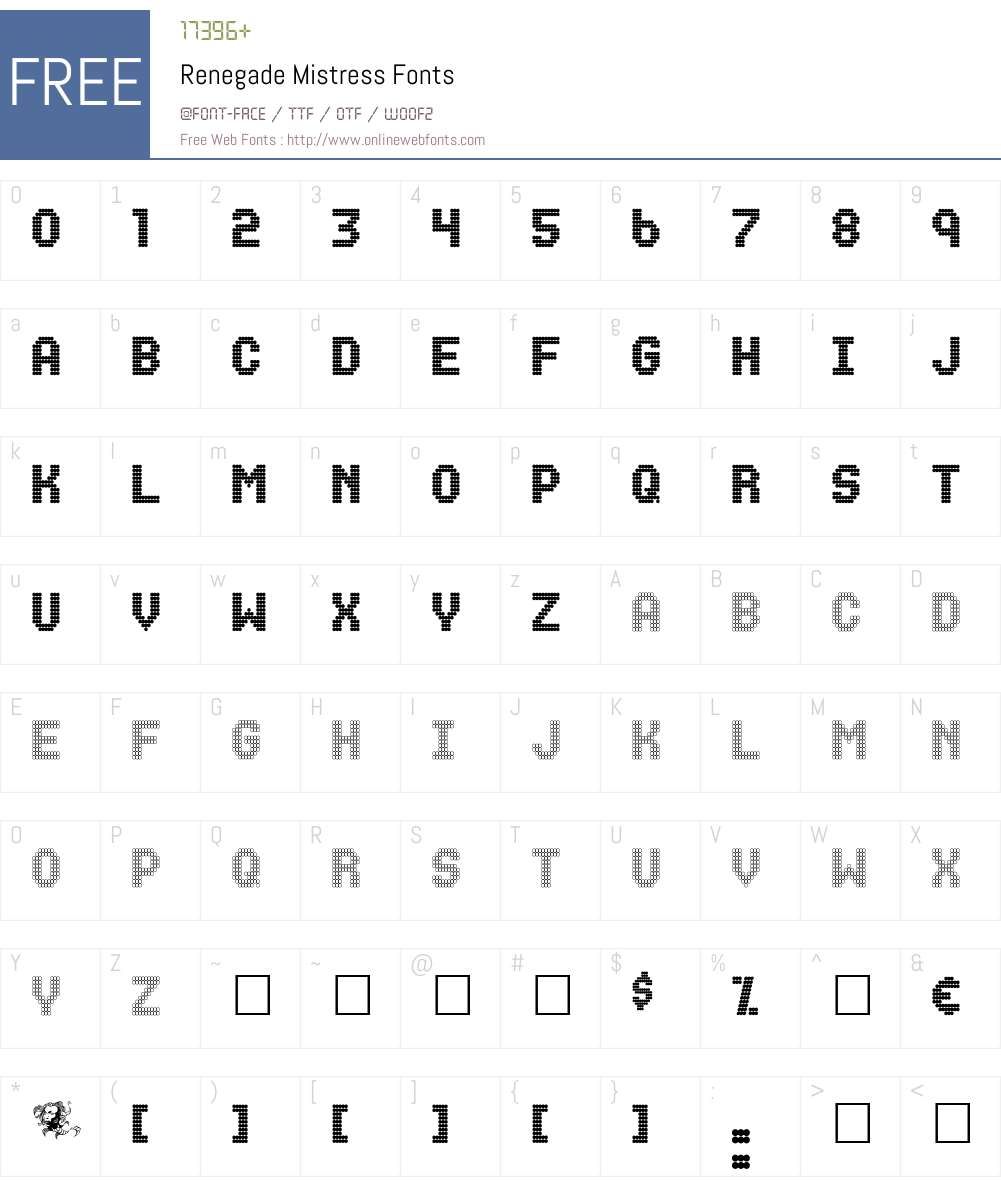 Renegade Mistress Font Screenshots