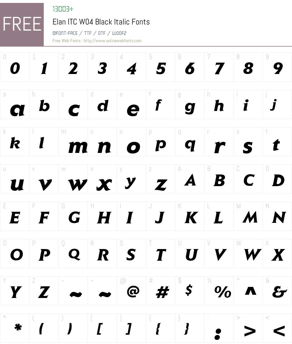 ITC Elan Font Screenshots