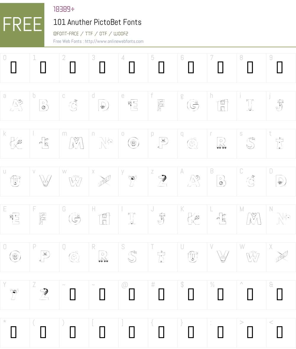 101 Anuther PictoBet Font Screenshots