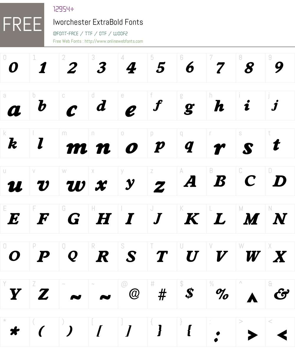 Iworchester Font Screenshots