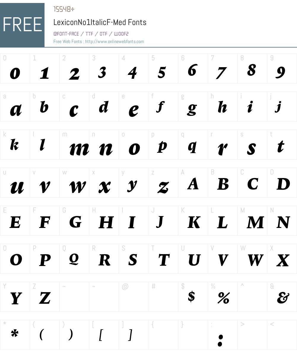 LexiconNo1ItalicF Font Screenshots