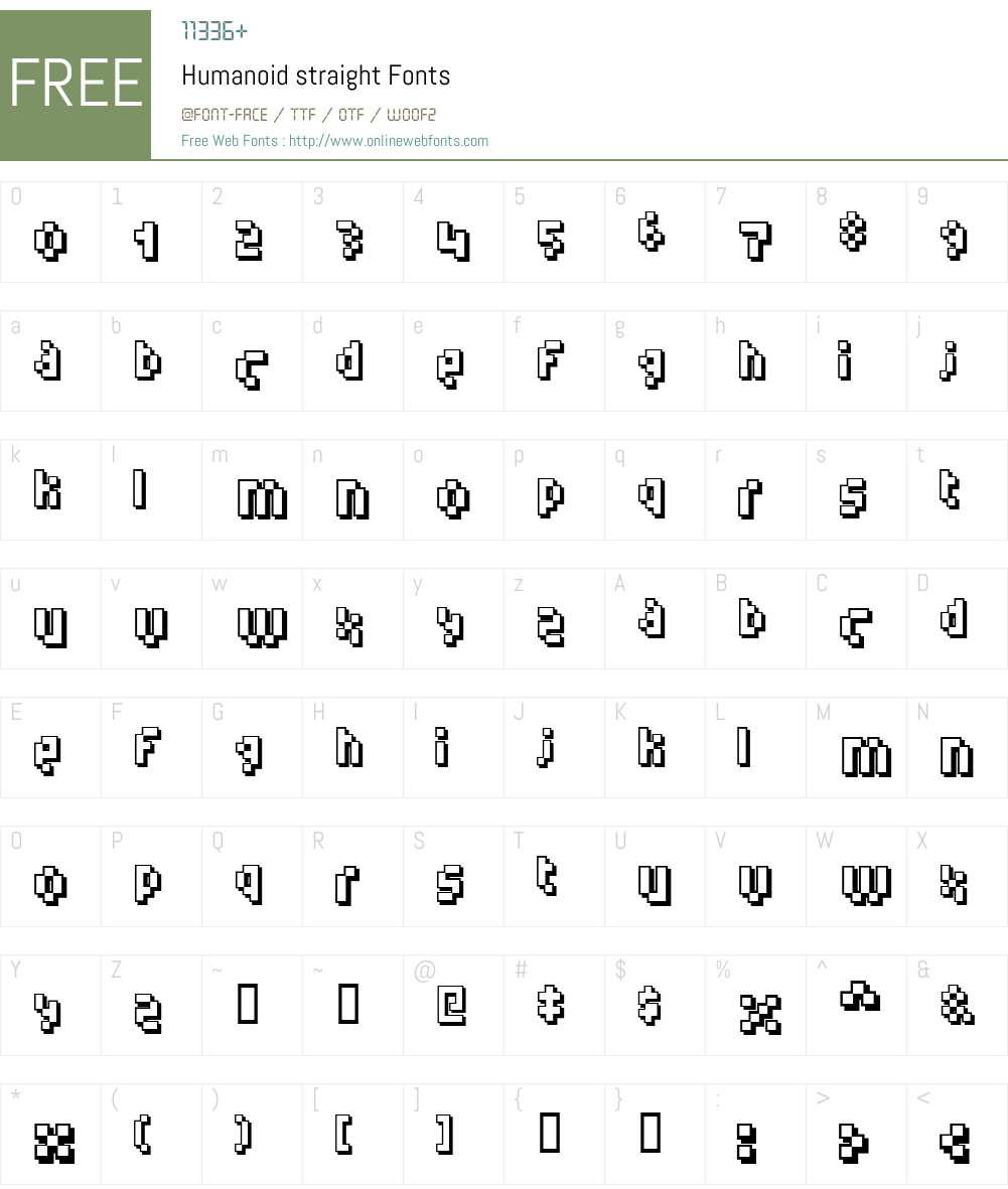 Humanoid straight Font Screenshots