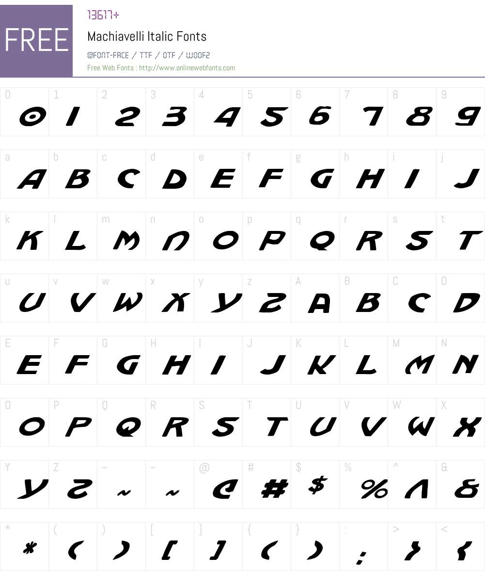 Machiavelli Italic Font Screenshots