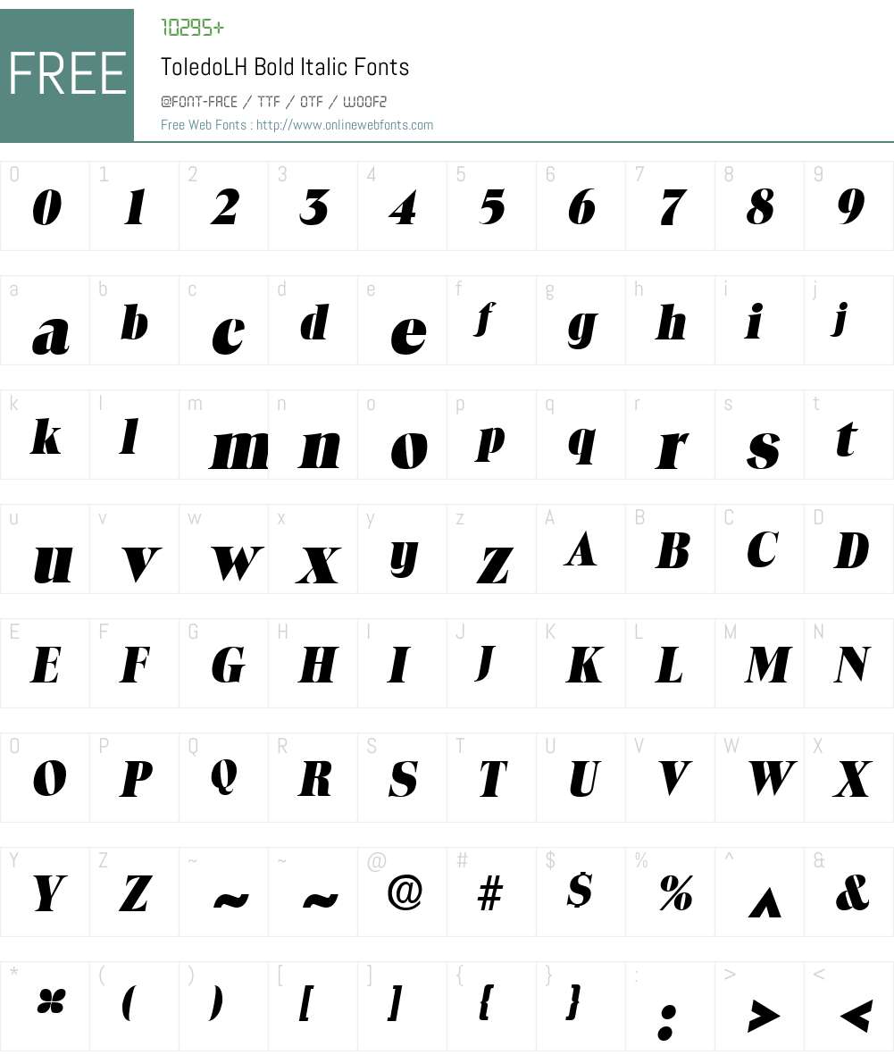 ToledoLH Font Screenshots