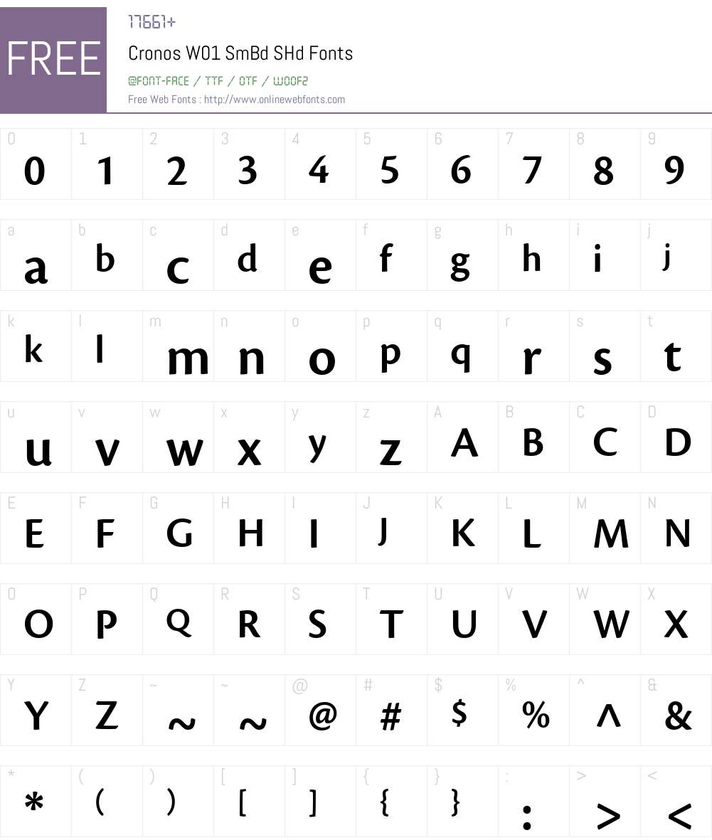 CronosW01-SmBdSHd Font Screenshots
