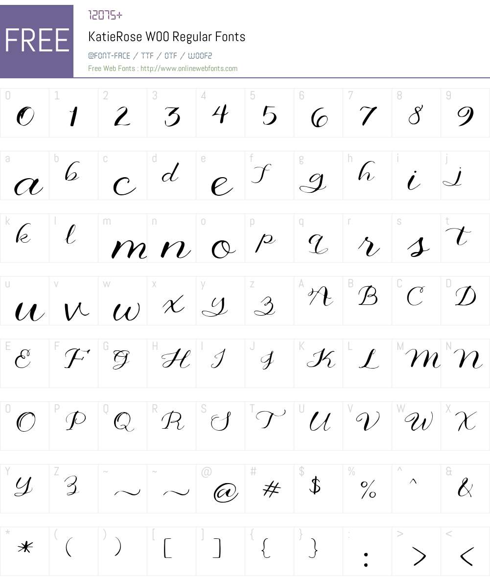 KatieRoseW00-Regular Font Screenshots