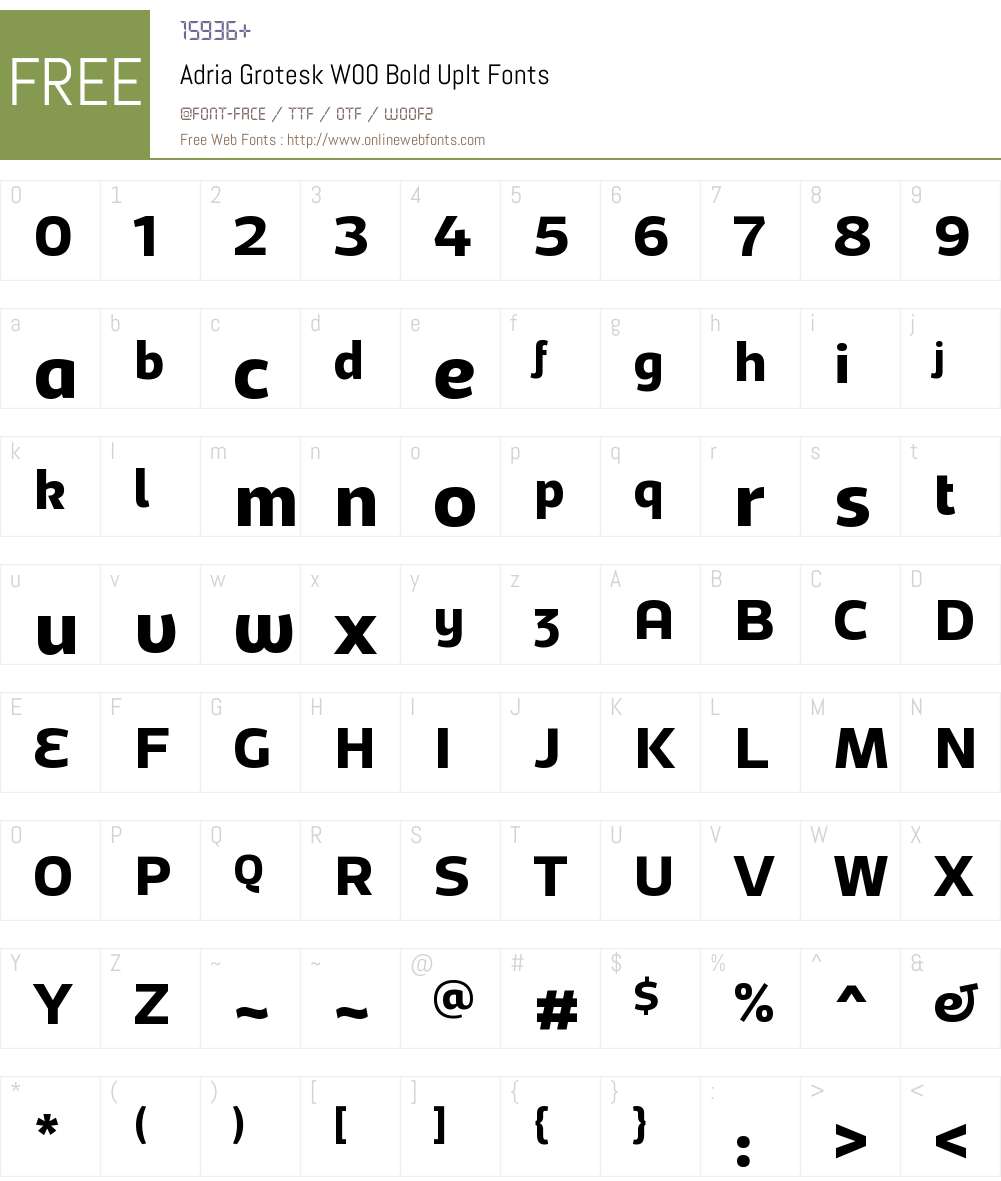 AdriaGroteskW00-BoldUpIt Font Screenshots