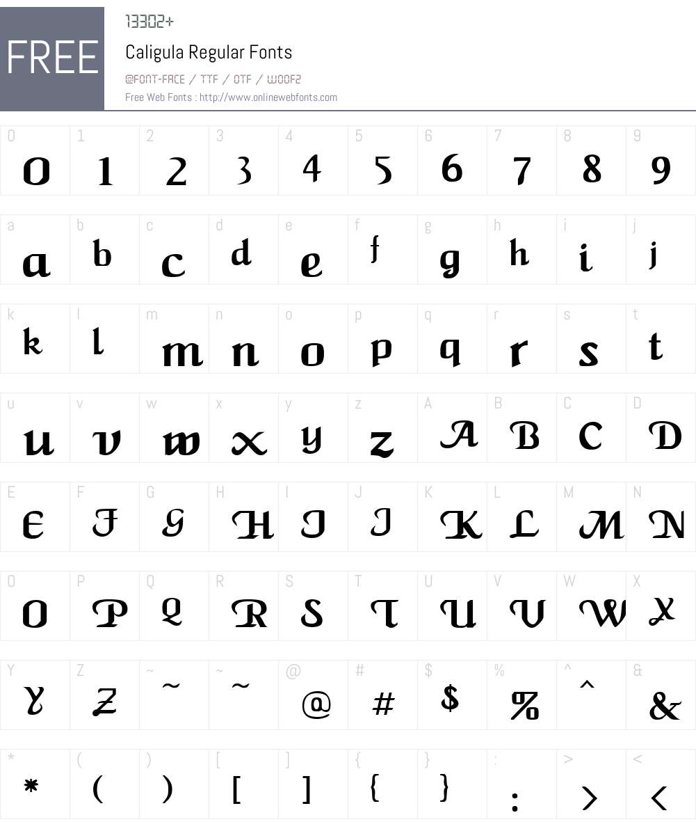 Caligula Font Screenshots
