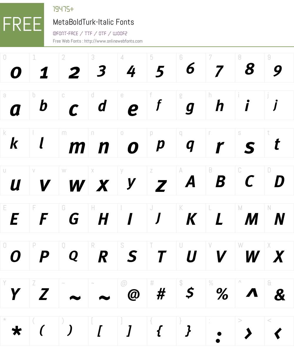 MetaBoldTurk Font Screenshots