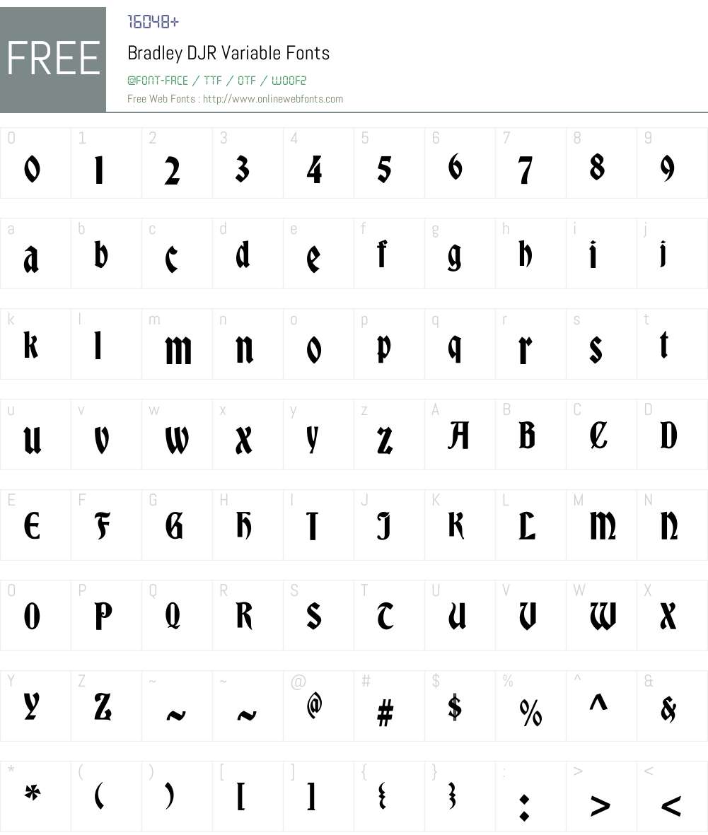 Bradley DJR Variable Font Screenshots
