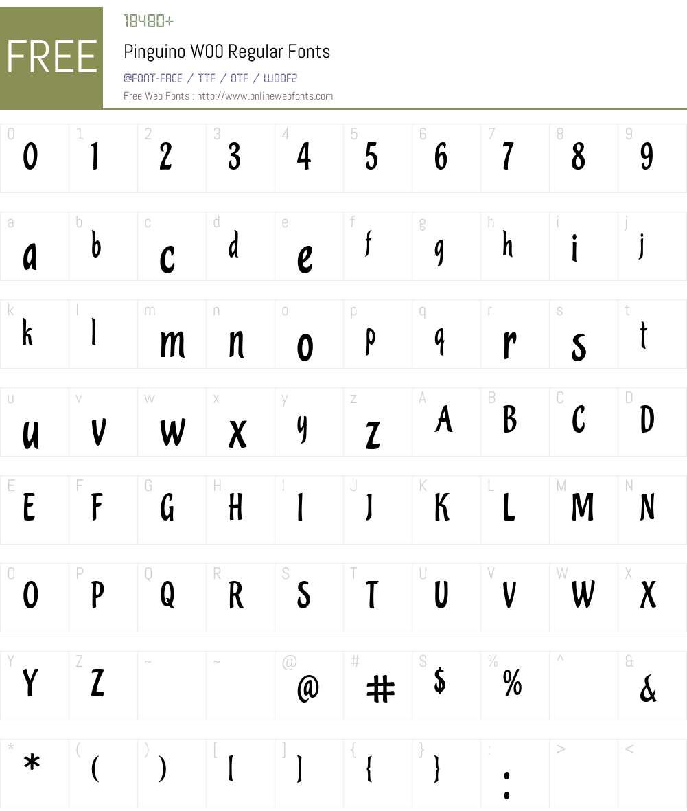 PinguinoW00-Regular Font Screenshots