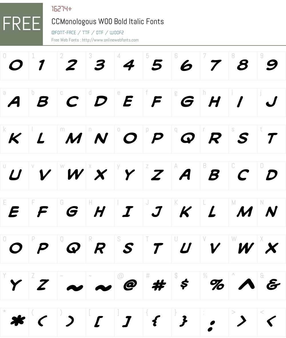 CCMonologousW00-BoldItalic Font Screenshots