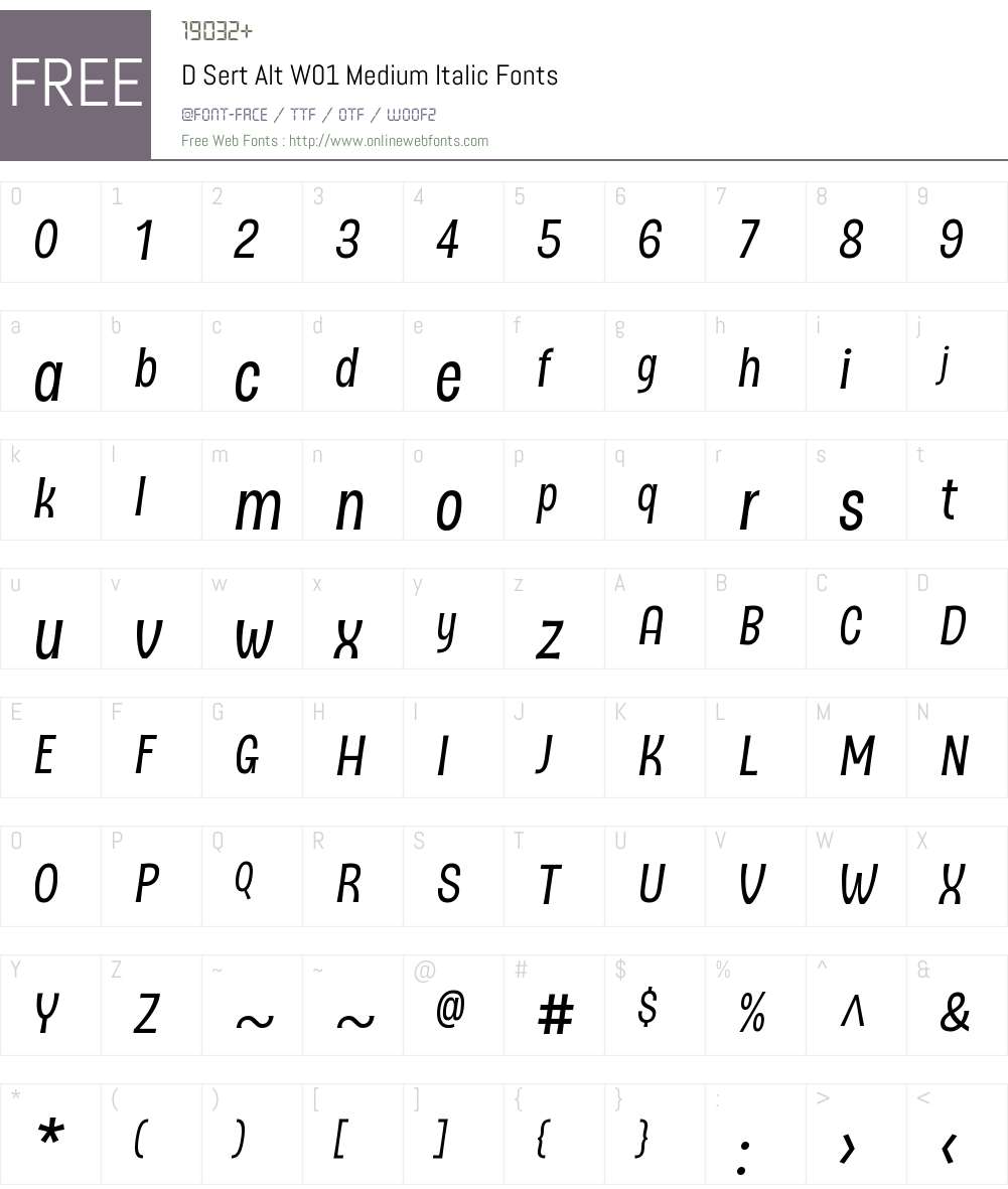 DSertAltW01-MediumItalic Font Screenshots