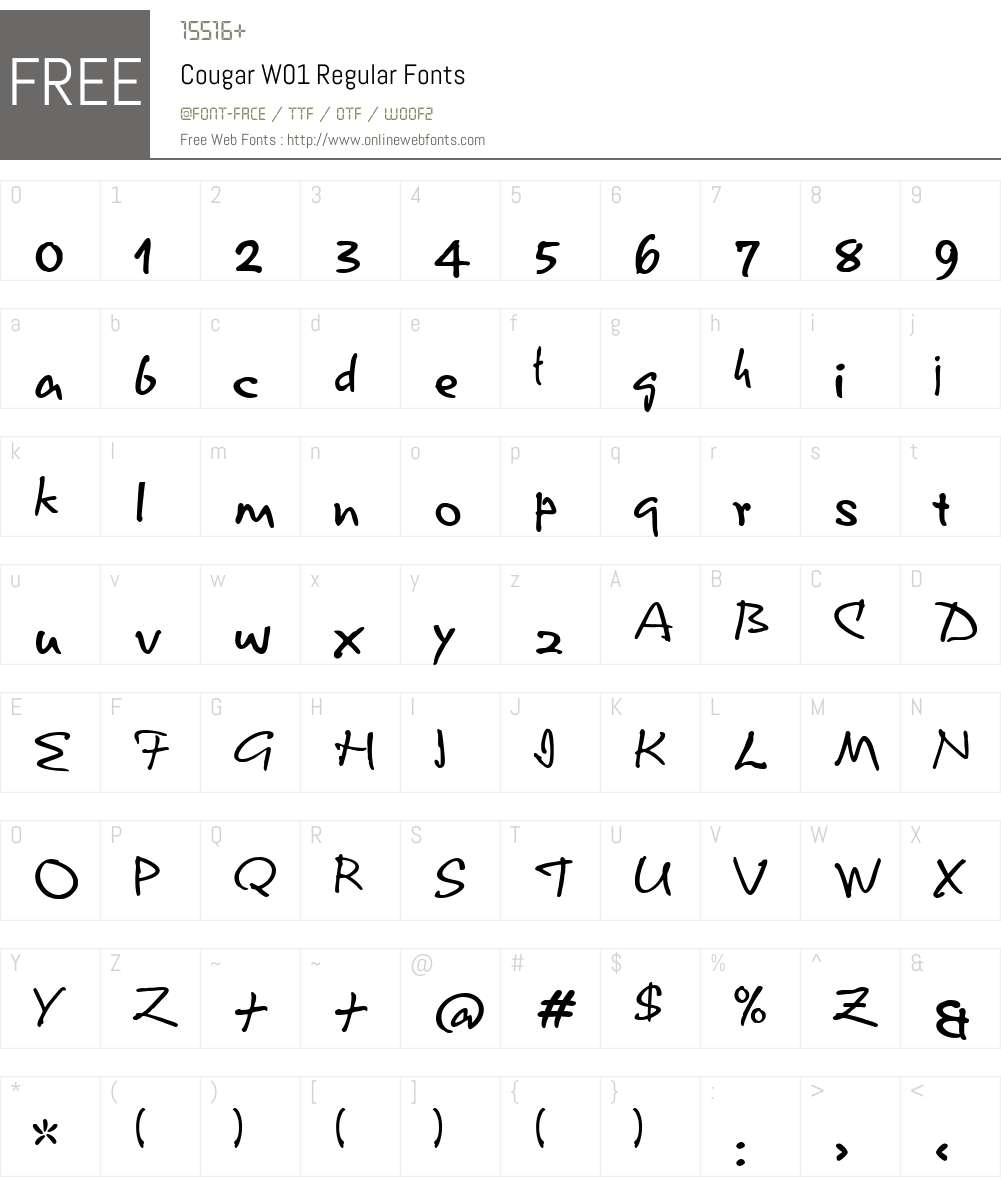CougarW01-Regular Font Screenshots