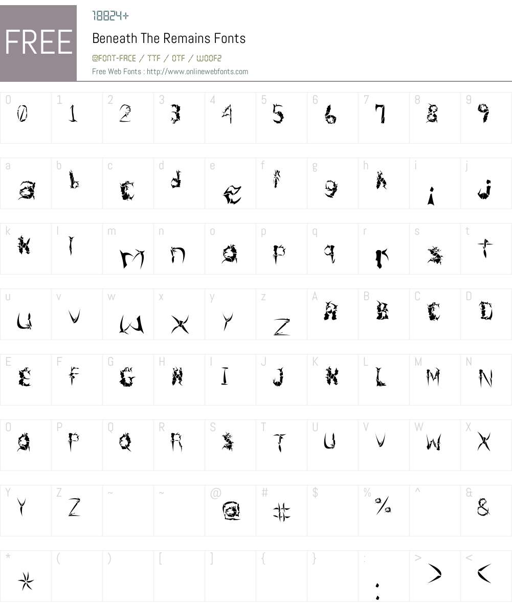 Beneath The Remains Font Screenshots