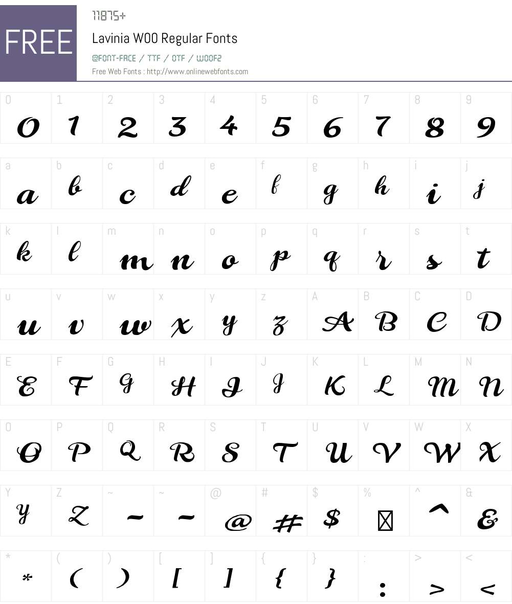 LaviniaW00-Regular Font Screenshots