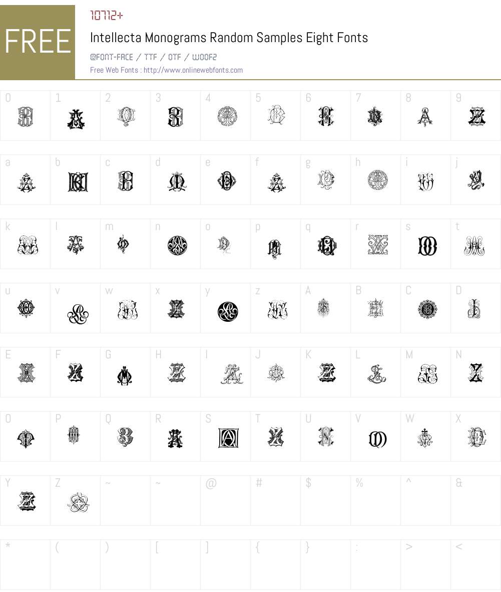 Intellecta Monograms Random Samples Eight Font Screenshots