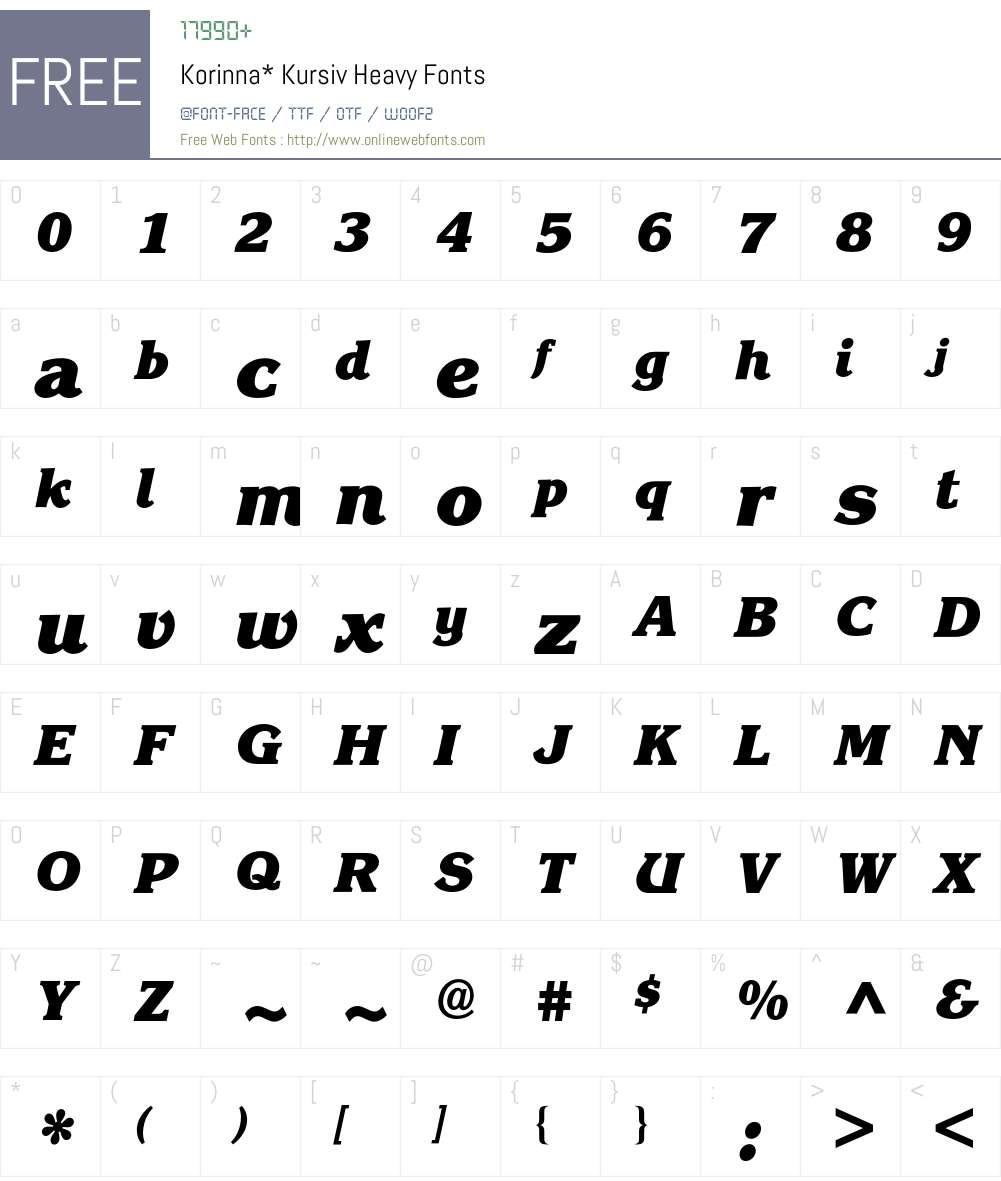 Korinna BQ Font Screenshots