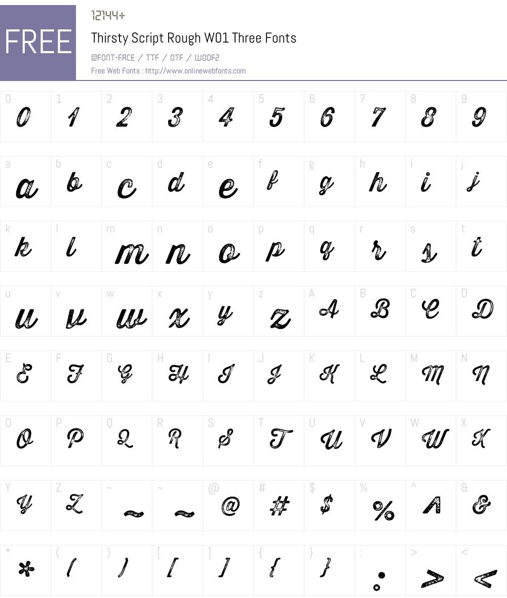 ThirstyScriptRoughW01-Three Font Screenshots