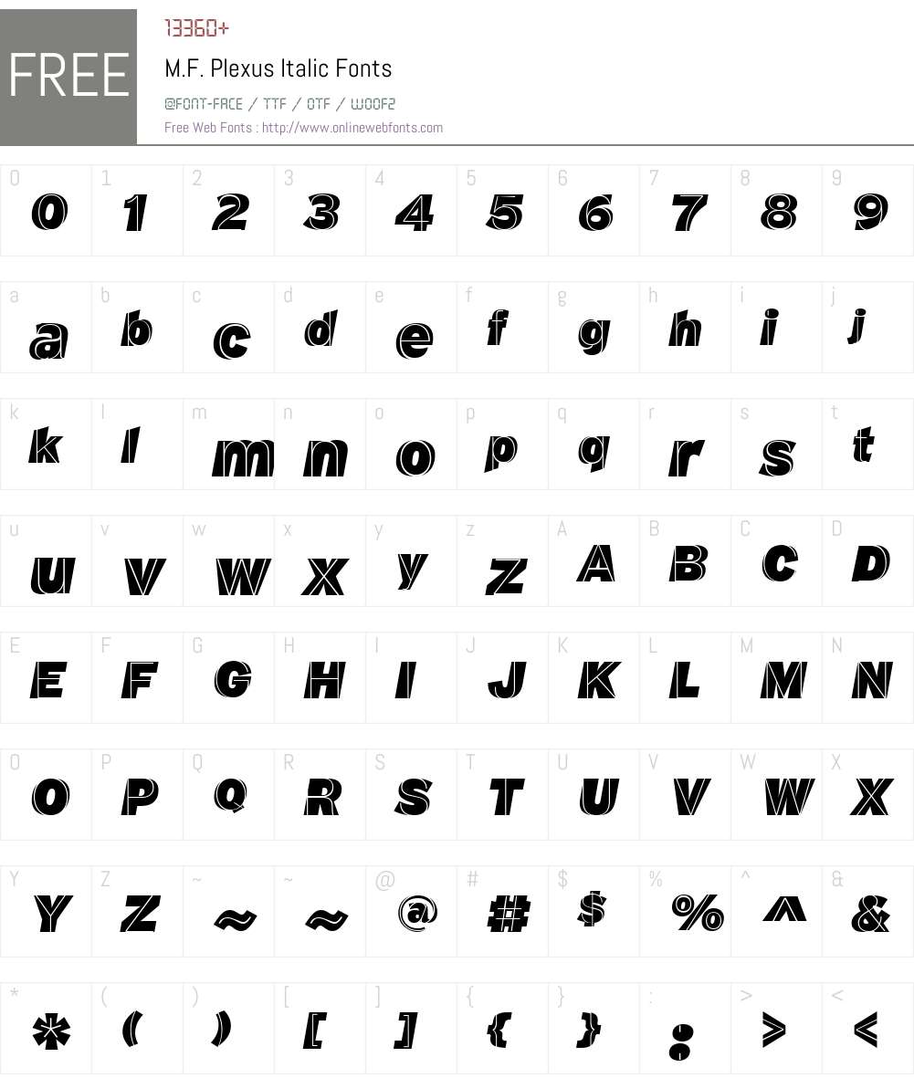 M.F. Plexus Italic Font Screenshots