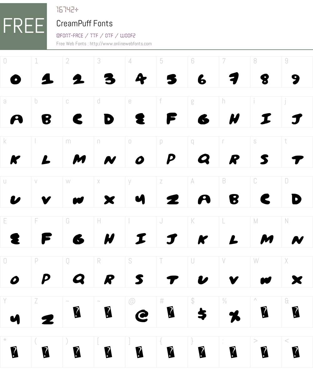 CreamPuff Font Screenshots