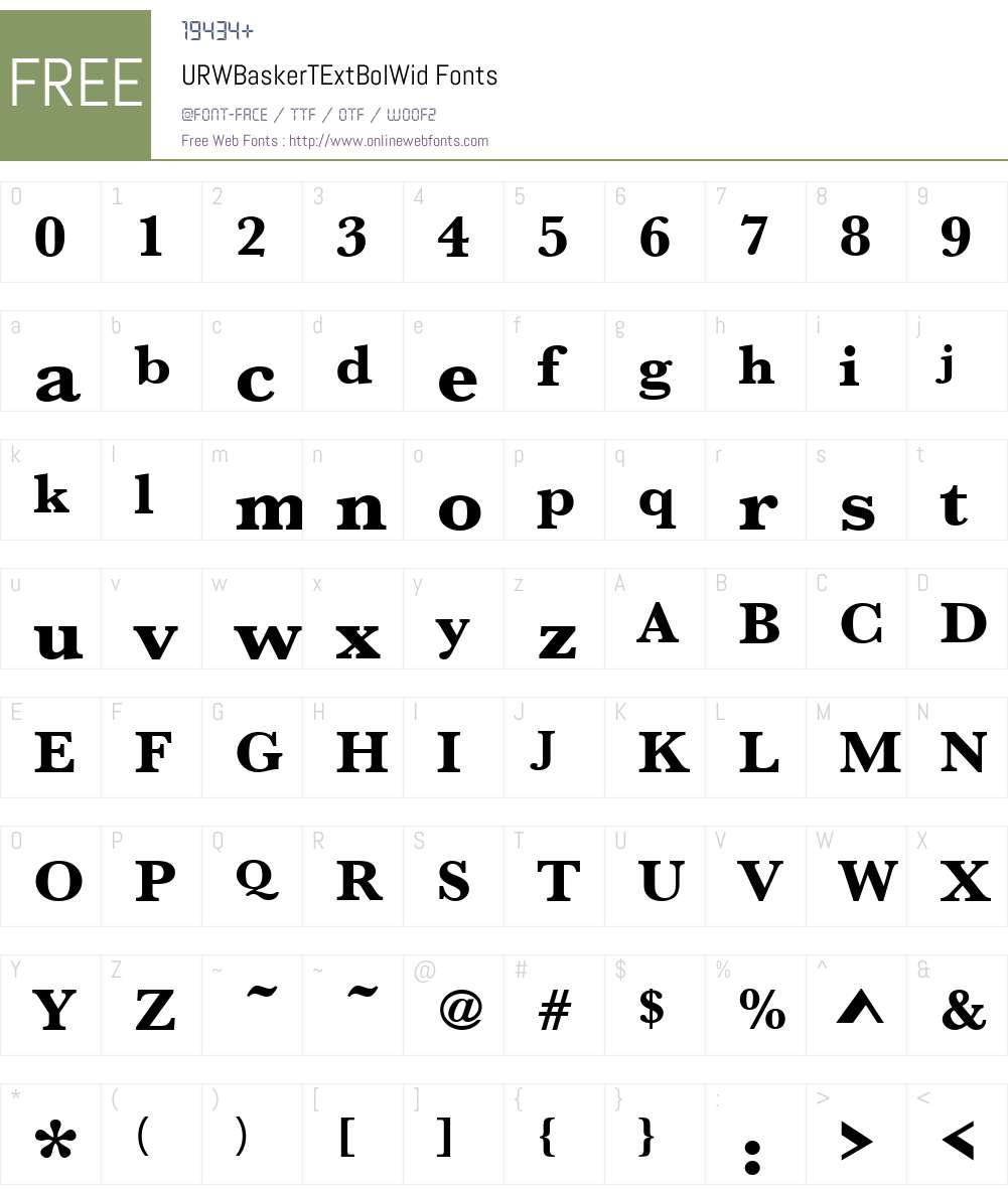 URWBaskerTExtBolWid Font Screenshots