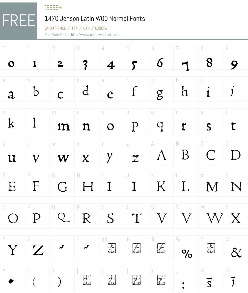 1470 Jenson Latin Font Screenshots