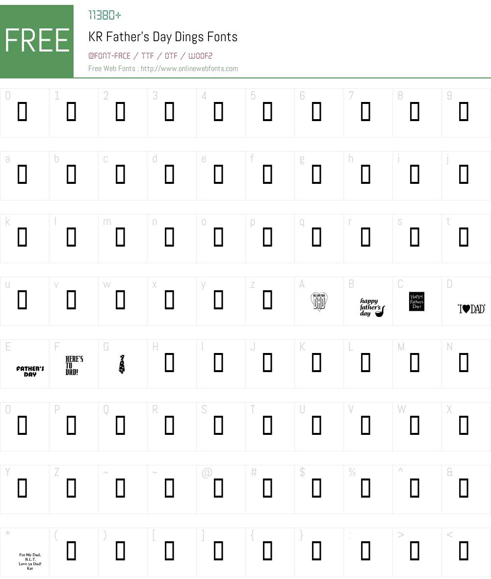 KR Father's Day Dings Font Screenshots