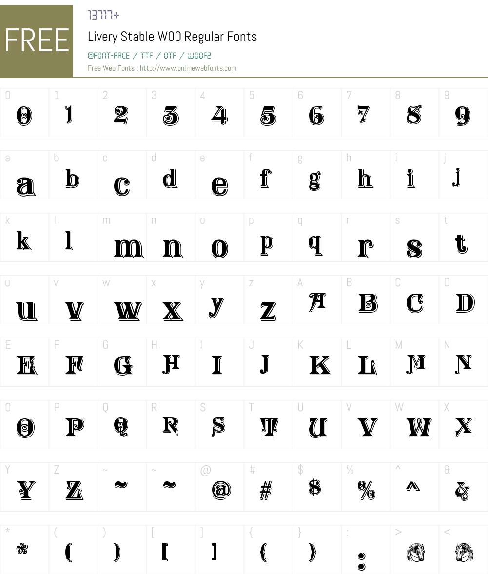 LiveryStableW00-Regular Font Screenshots