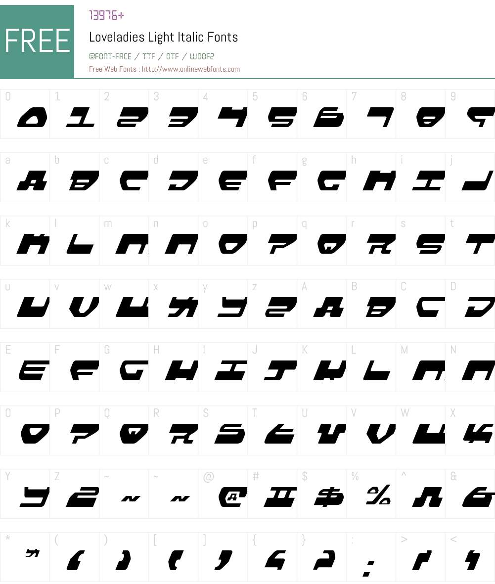 Loveladies Light Italic Font Screenshots