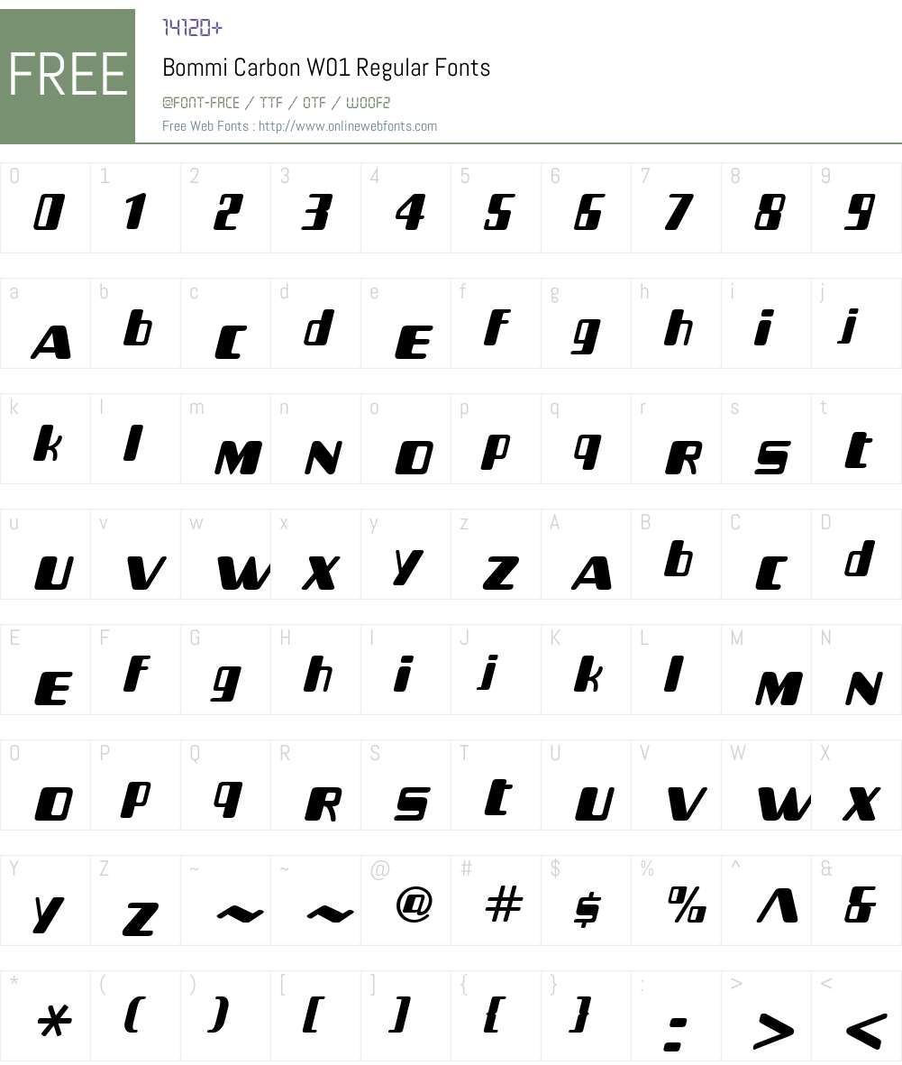 BommiCarbonW01-Regular Font Screenshots