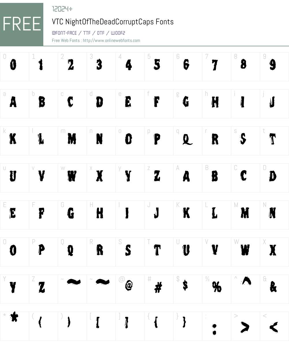 VTC NightOfTheDeadCorruptCaps Font Screenshots