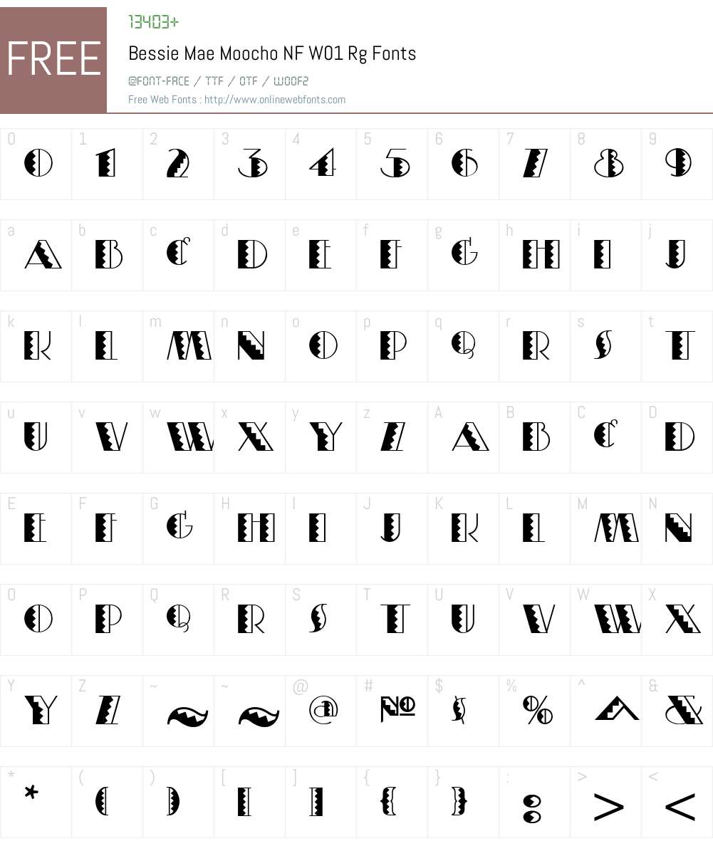 BessieMaeMoochoNFW01-Rg Font Screenshots
