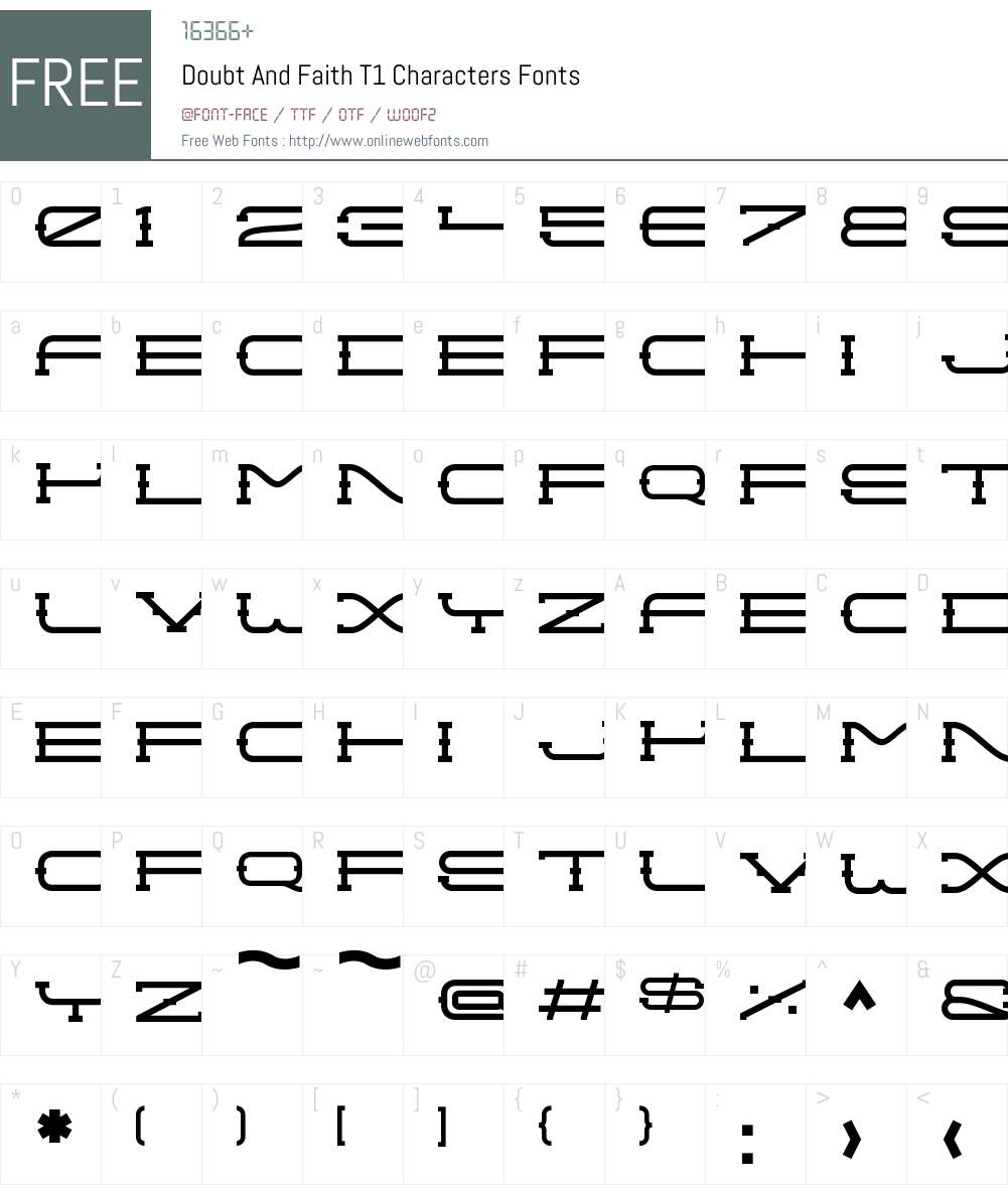 Doubt And Faith T1 Characters Font Screenshots