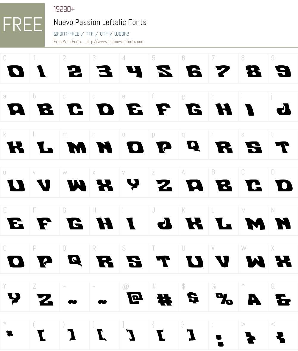 Nuevo Passion Leftalic Font Screenshots