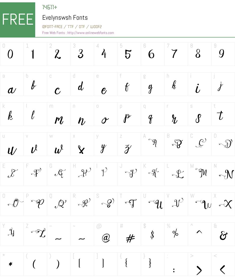 Evelynswsh Font Screenshots