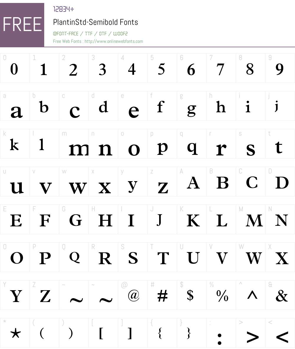 Plantin Std Semibold Font Screenshots