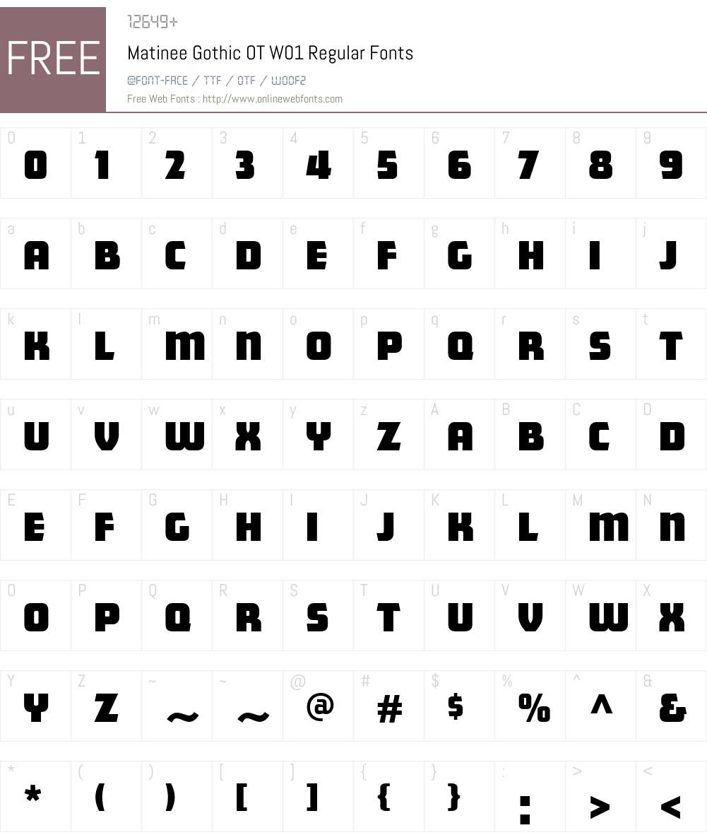 FF Matinee Gothic Font Screenshots