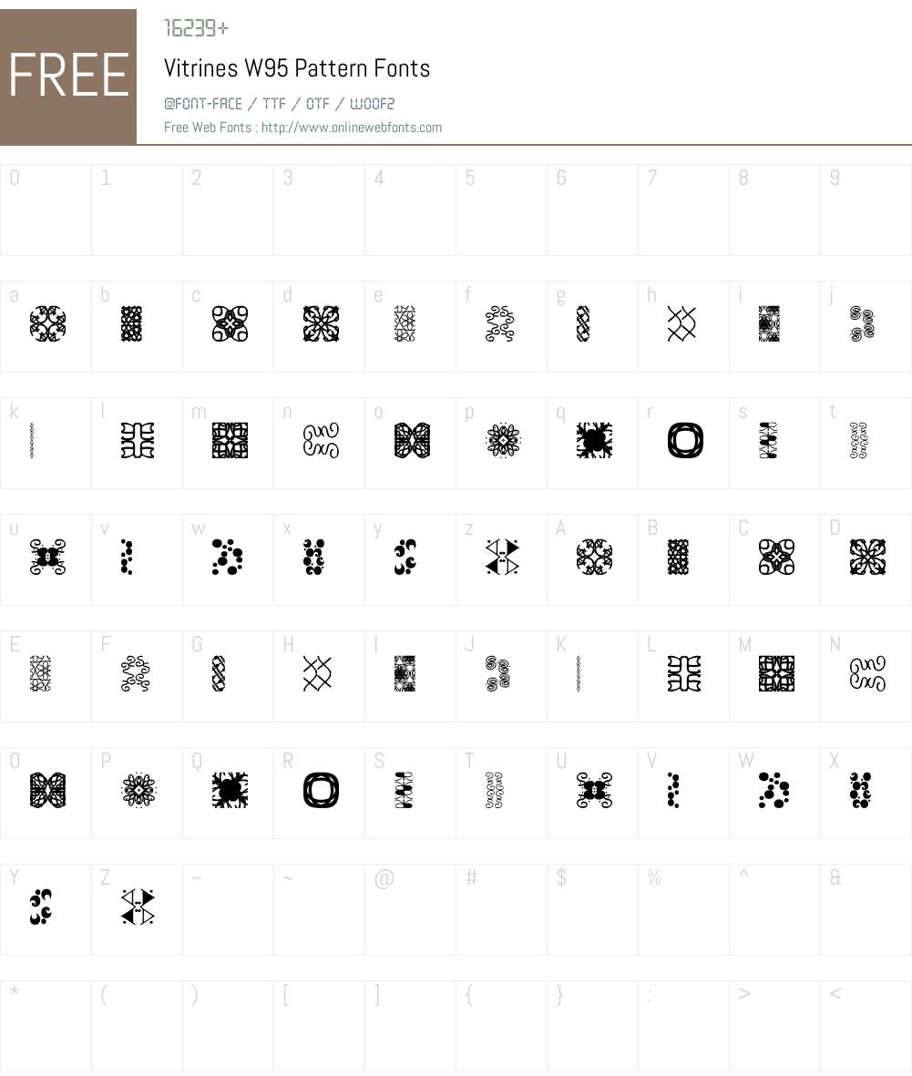 VitrinesW95-Pattern Font Screenshots