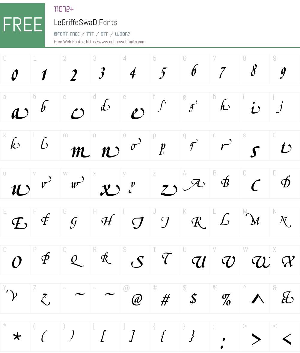 LeGriffeSwaD Font Screenshots