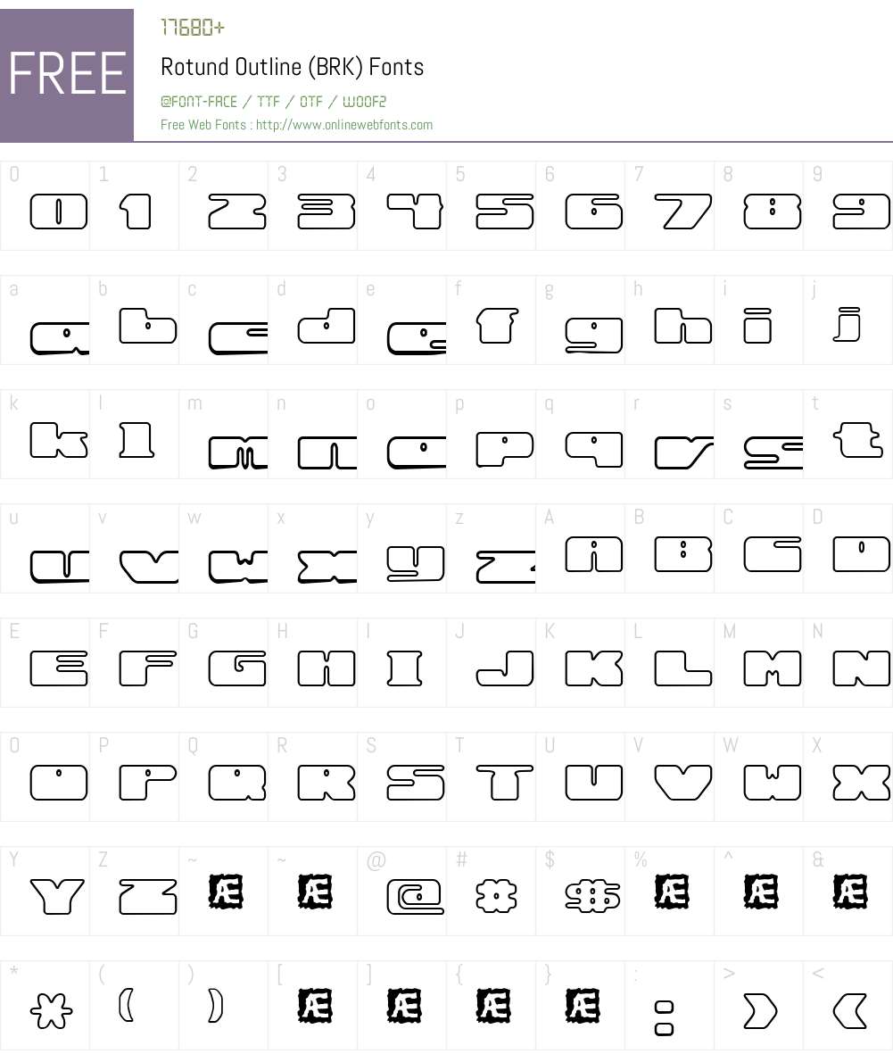 Rotund Outline (BRK) Font Screenshots